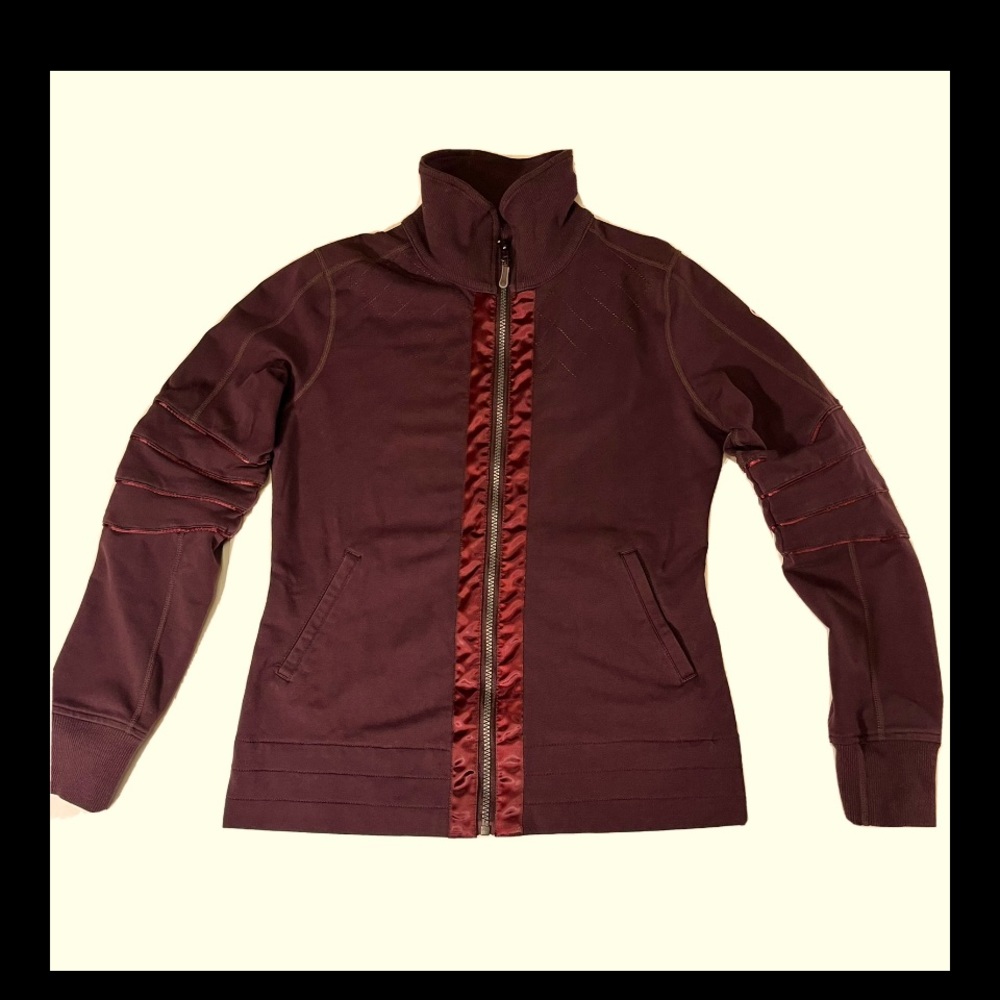 Lululemon Athletic Rare Mogul Purple/Marron Full Zip Jacket Satin Trim